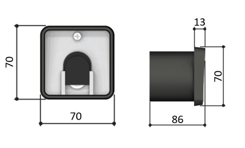 Размеры встраиваемого ключа-выключателя CAME SET-K (с защитой цилиндра)